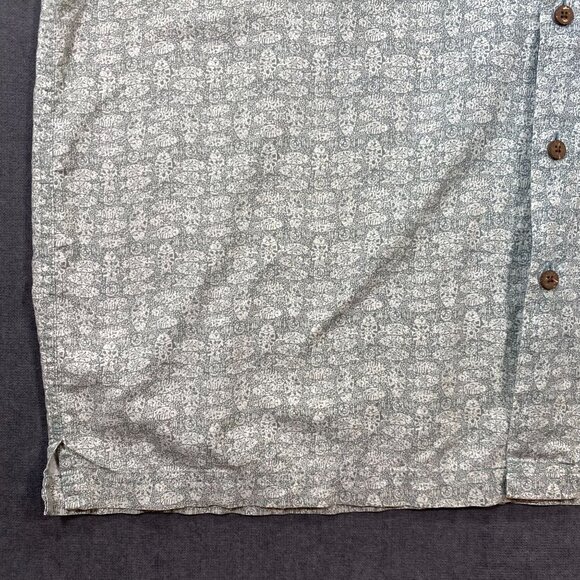 L.L. Bean Mens XL Short-Sleeve Button-Up Shirt Green Floral Print 100% Cotton - Picture 7 of 11